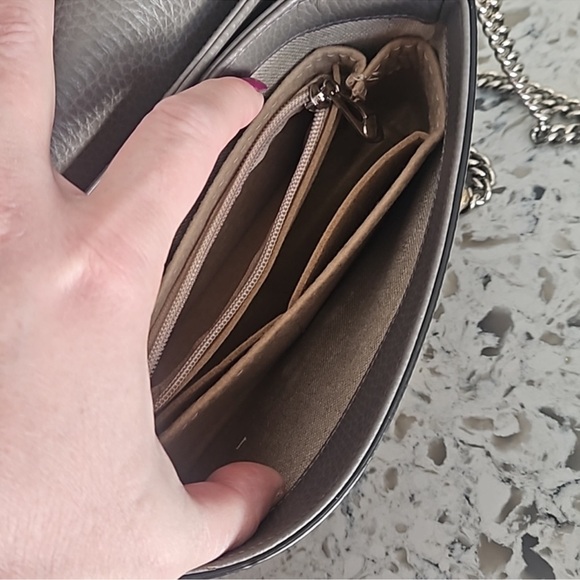 Gucci Taupe Pebbled Leather Shoulder Bag with COA - Picture 7 of 13